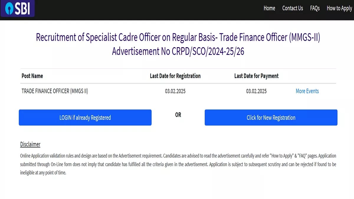 SBI स्पेशलिस्ट कैडर ऑफिसर पदों पर आवेदन की लास्ट डेट आज है 